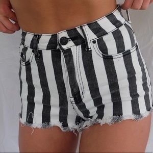 B&W striped BDG jean shorts / Urban Outfitters